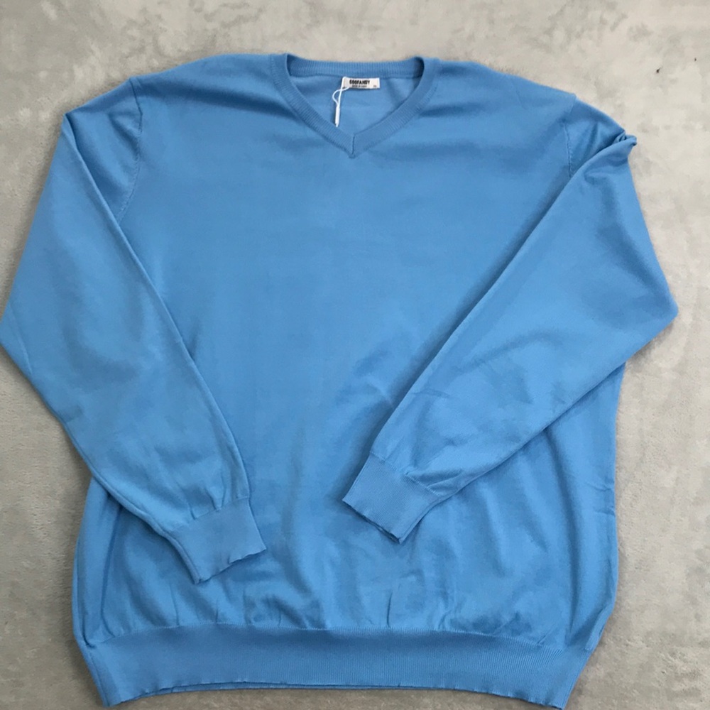 Coofandy Men's V Neck Bright Blue Sweater Size XXL New
